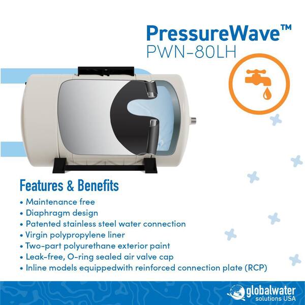 21 Gal Pressurized Bladder Well Tank – Pre-Charged, 42 Gal Equivalent, Steel Vertical Tank