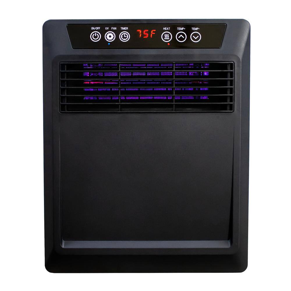 Black Electric Convection Space Heater with Thermostat and Automatic Shut-off
