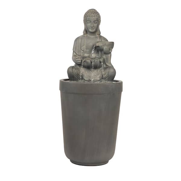 CHG CLASSIC HOME & GARDEN 15 in. W x 37 in. H Dharma Waterfall Fountain in Gray