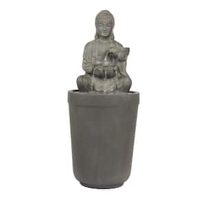 15 in. W x 37 in. H Dharma Waterfall Fountain in Gray