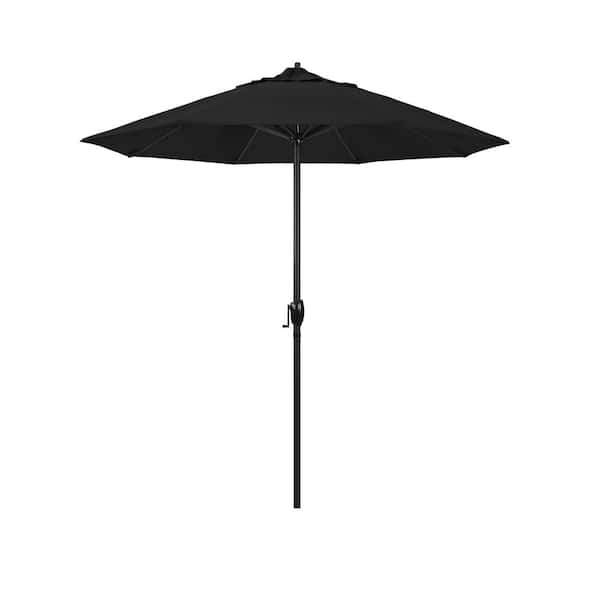 California Umbrella 7.5 ft. Black Aluminum Market Patio Umbrella Auto Tilt in Black Sunbrella