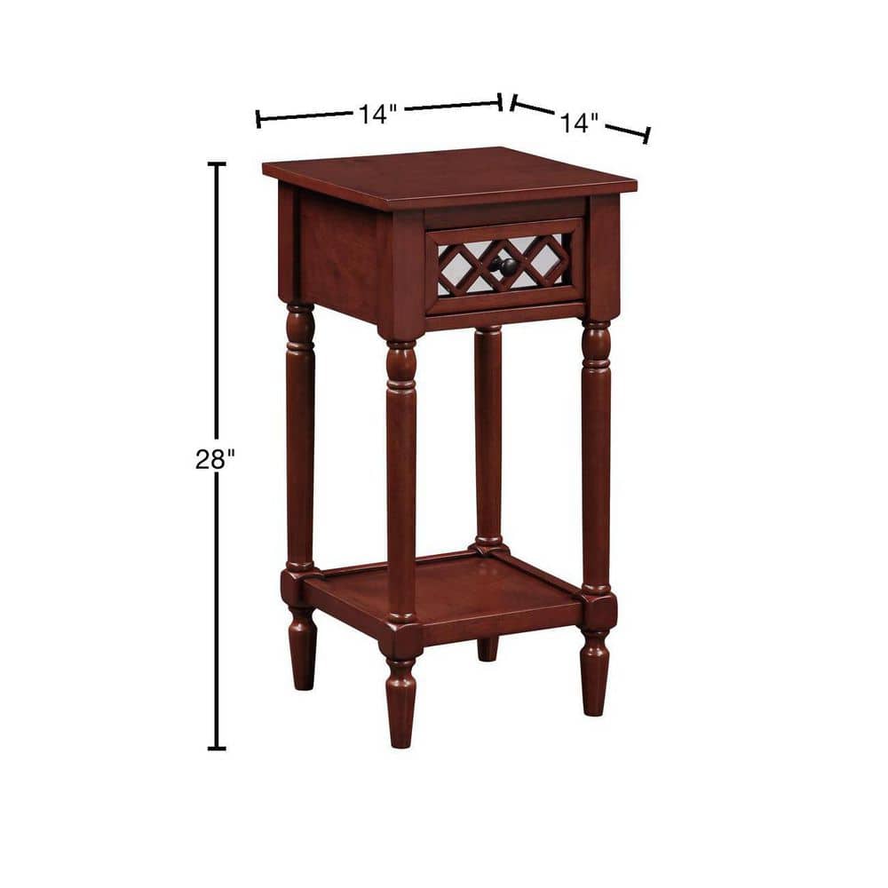 Mahogany Pine Wood and Metal Accent Table with Storage