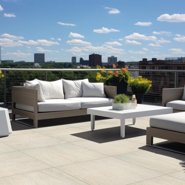 Living Style Beige 2 cm. x 24 in. x 24 in. Matte Porcelain Stone Look Paver (8 sq. ft./Case)