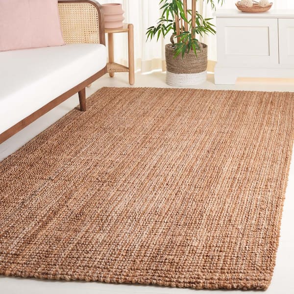 Natural Fiber Beige 5 ft. x 8 ft. Solid Woven Area Rug