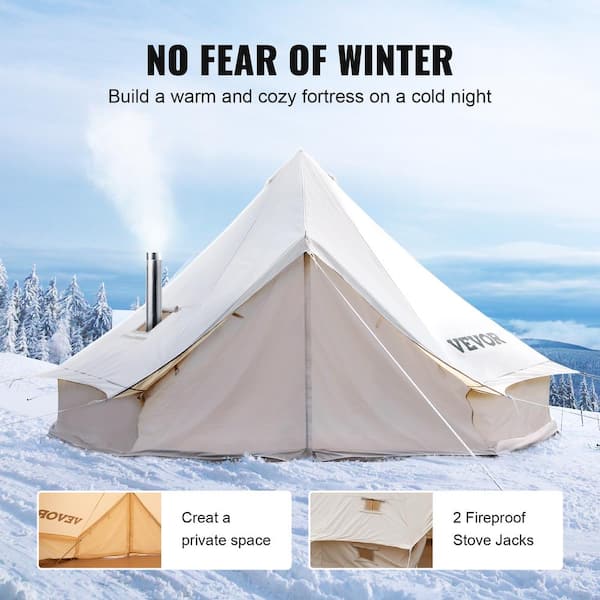 VEVOR 8 10 Person Canvas Glamping Bell Tent Breathable Waterproof Yurt Tent with Stove Jack and Detachable Side Wall ZPMGB5MMBK0000001V0 0806 The Home Depot