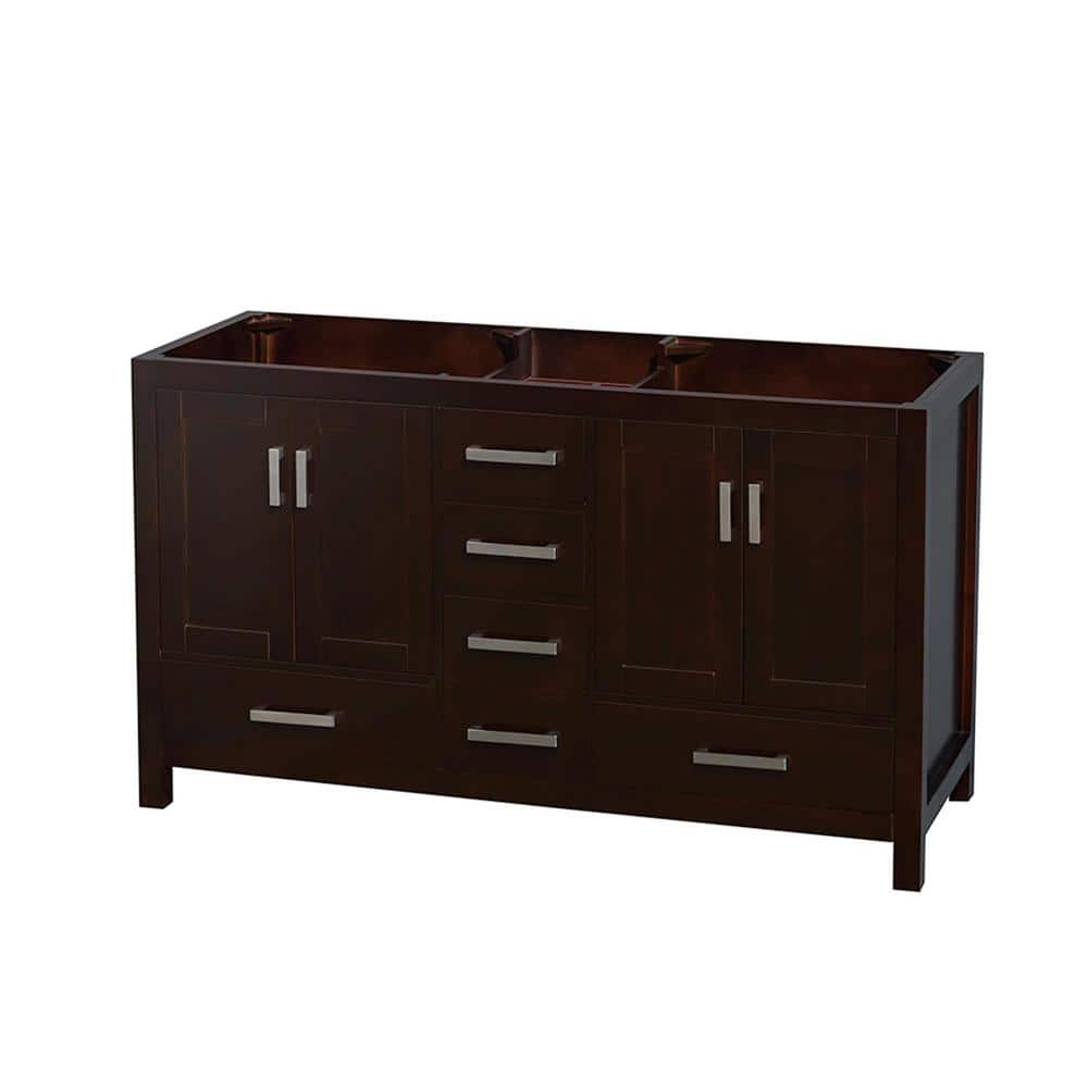 Espresso Double Freestanding Vanity with Natural Stone Countertop