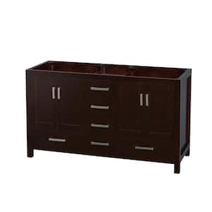 Sheffield 59 in. W x 21.5 in. D x 34.25 in. H Double Bath Vanity Cabinet without Top in Espresso