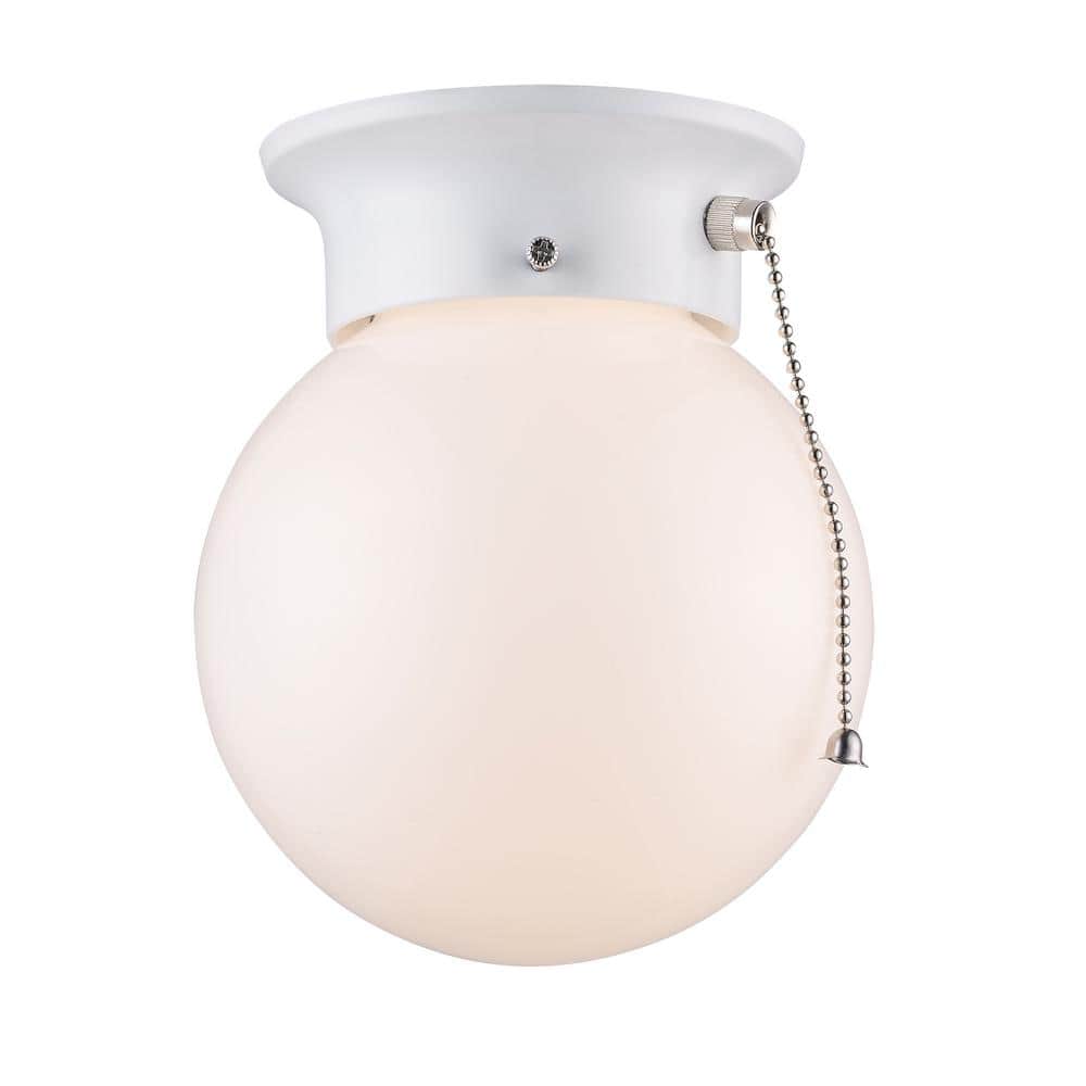 White Glass Globe Flush Mount with LED and Incandescent Options