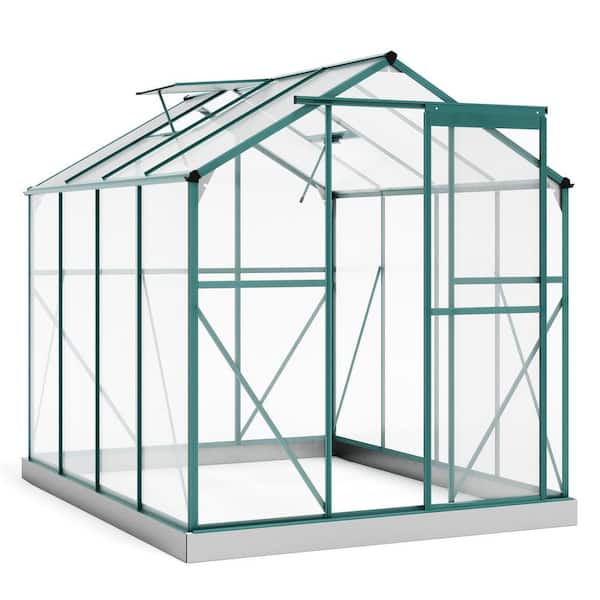 Miscool Ho 6.2 ft. W x 4.3 ft. D x 7.4 ft. H Outdoor Walk-in Greenhouse with 2 Windows and Base
