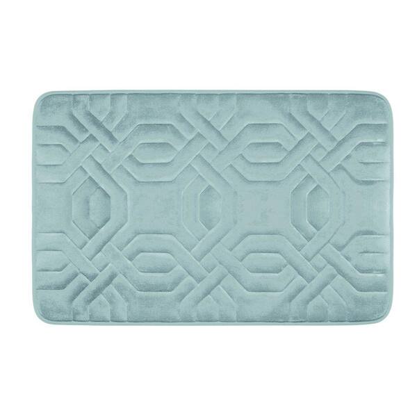 BounceComfort Chain Ring Aqua 17 in. x 24 in. Memory Foam Bath Mat
