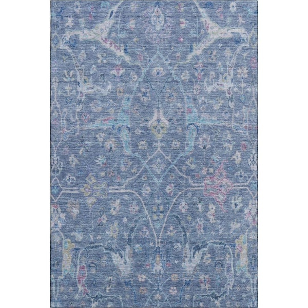 Mayfield Premium Machine Washable Abstract AMF2232 Blue 5 ft. x 7 ft. 6 in. Area Rug