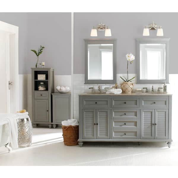 Hamilton 23.75 in. W x 27 in. H Rectangular Wood Framed Wall Bathroom Vanity Mirror in Silver Aluminum