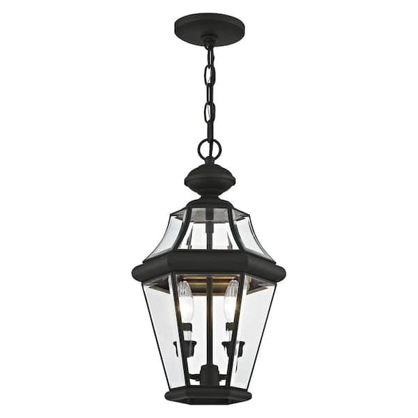 Livex Lighting Georgetown 2 Light Black Outdoor Pendant Lantern