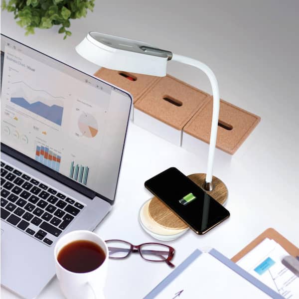 Inspire 18 in. LED Desk Lamp with Wireless Charging, White