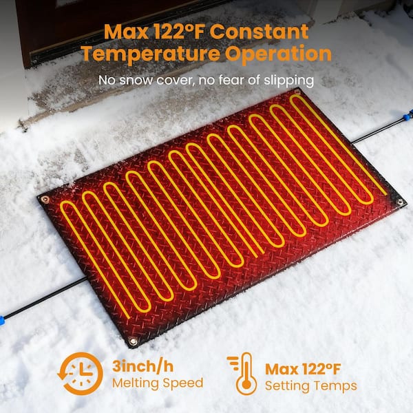 ABORON Snow Melting Mats 30 in. x 48 in. Non Slip Rubber Heat Mat