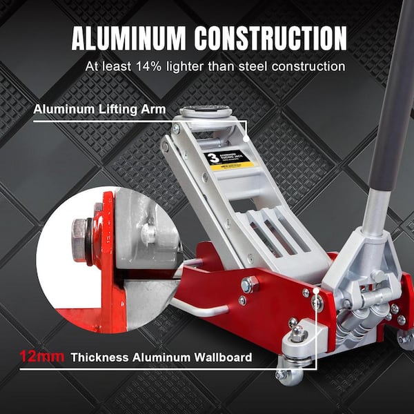 Big Red 3-Ton Low-Profile Aluminum Floor Jack with Dual Piston