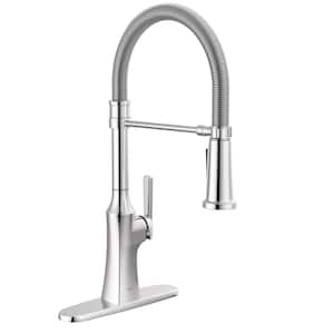 Ermelo Pro Single Handle Pull Down Sprayer Kitchen Faucet with Spring Spout in Chrome