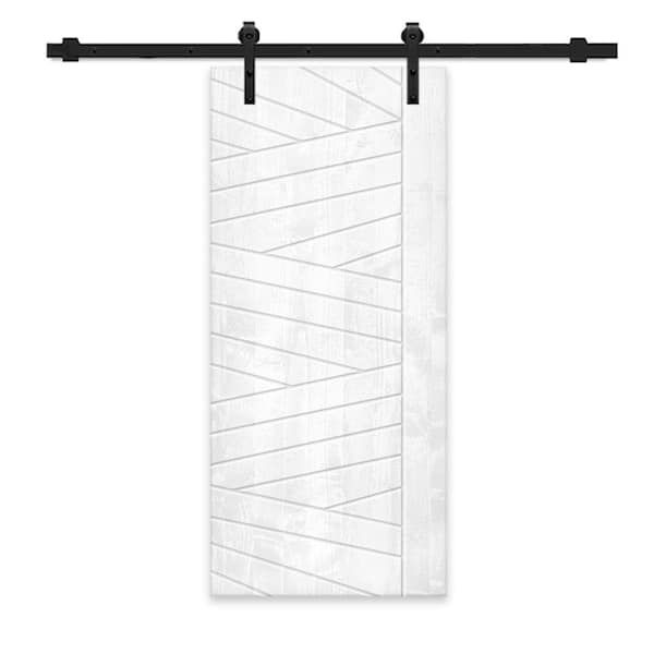 CALHOME 24 in. x 80 in. White Stained Pine Wood Modern Interior Sliding Barn Door with Hardware Kit