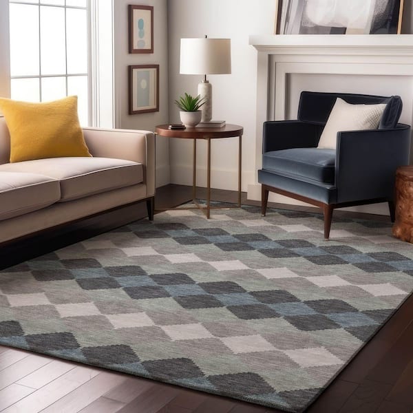 Mayfield Premium Machine Washable Abstract AMF1007 Gray 5 ft. x 7 ft. 6 in. Area Rug