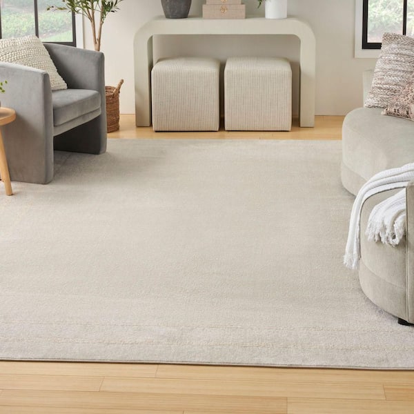 Essentials Ivory Gold 10 ft. x 14 ft. Solid Contemporary Area Rug