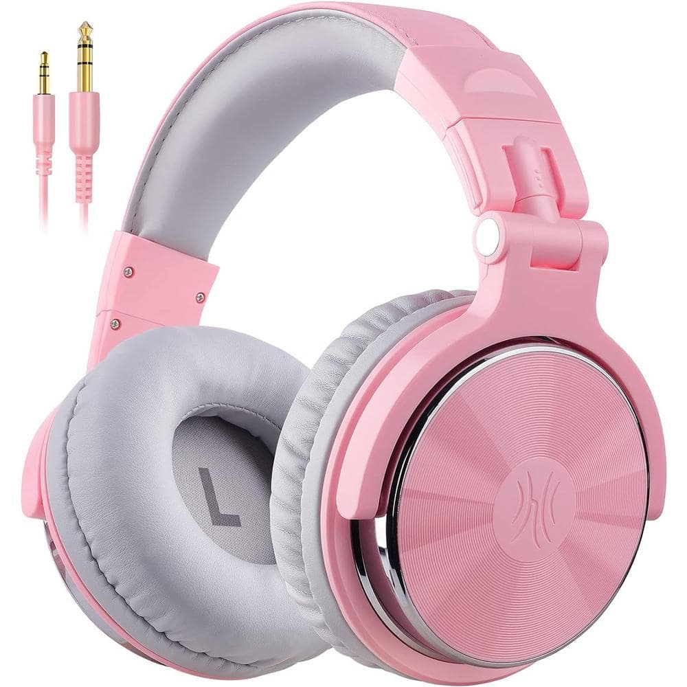 Etokfoks Light Pink Wired Over the Ear Headphones