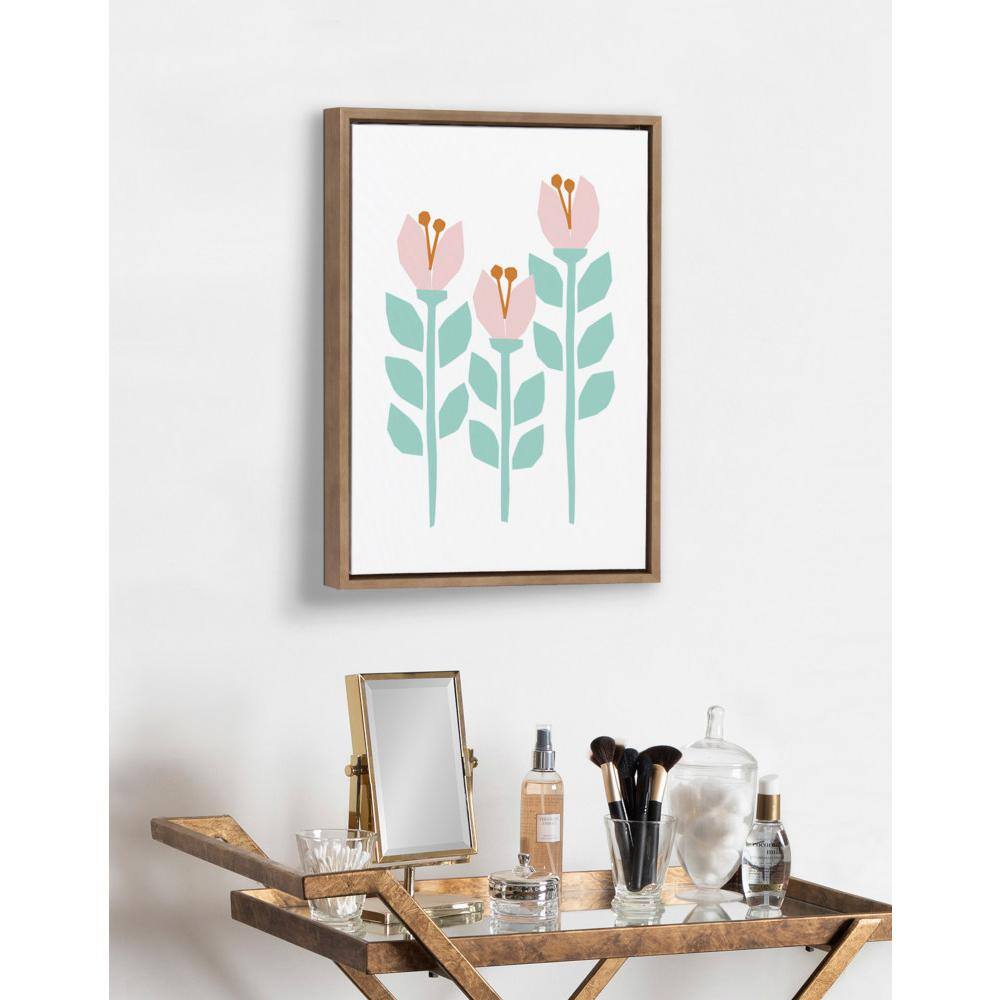 Gold Scandi Paper Flowers Canvas Wall Art, 27x22
