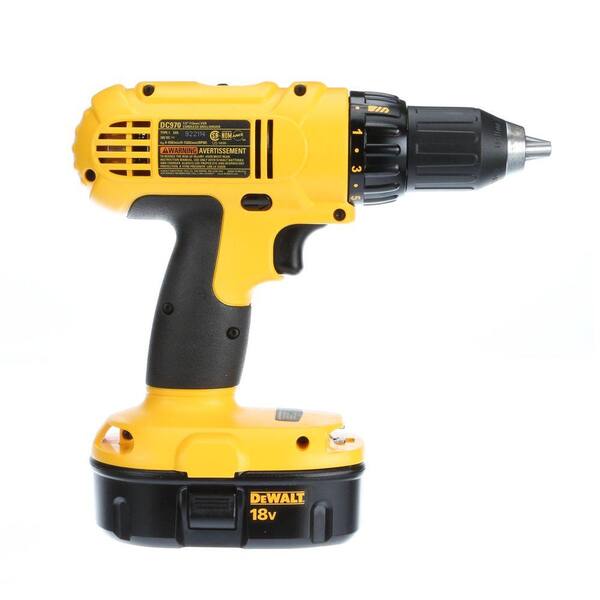 DEWALT - 18-Volt NiCd Cordless 1/2 in. Compact Drill/Driver Kit with (2) Batteries 1.2Ah, Charger and Contractor Bag