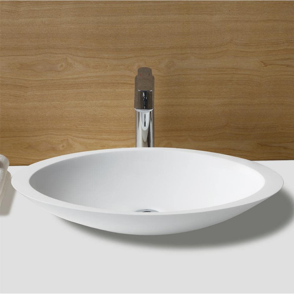 Matte White Acrylic 23" Oval Above-Counter Vessel Sink