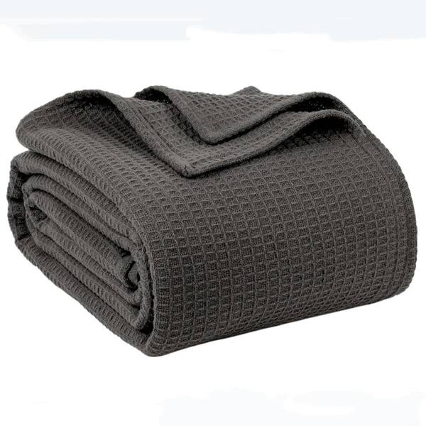 Premium 100% Cotton Waffle Weave Blanket (90"x90") - Lightweight & Breathable