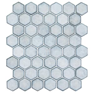 Honoro Hexite Soho Dark Gray Glossy 12-3/4 in. x 11 in. Hexagon Smooth Glass Mosaic Tile (4.9 sq. ft./Case)