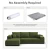 Allwex Verve 106 in. Wide Square Arm 2-Piece Modern Wool Fabric L-Shape Modular Sectional Sofa in Green with Left Chaise VerveL670