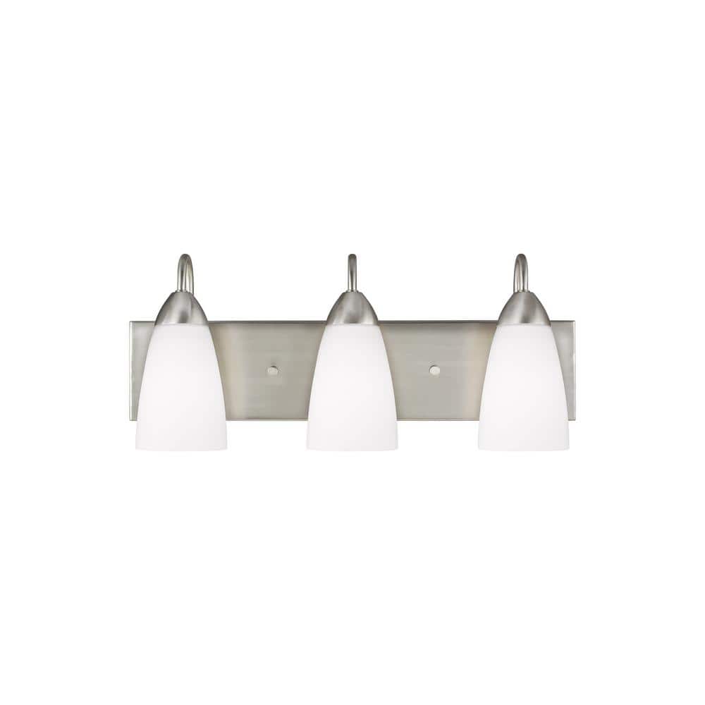 Seville Brushed Nickel 3-Light Wall Bath Fixture with Etched Glass