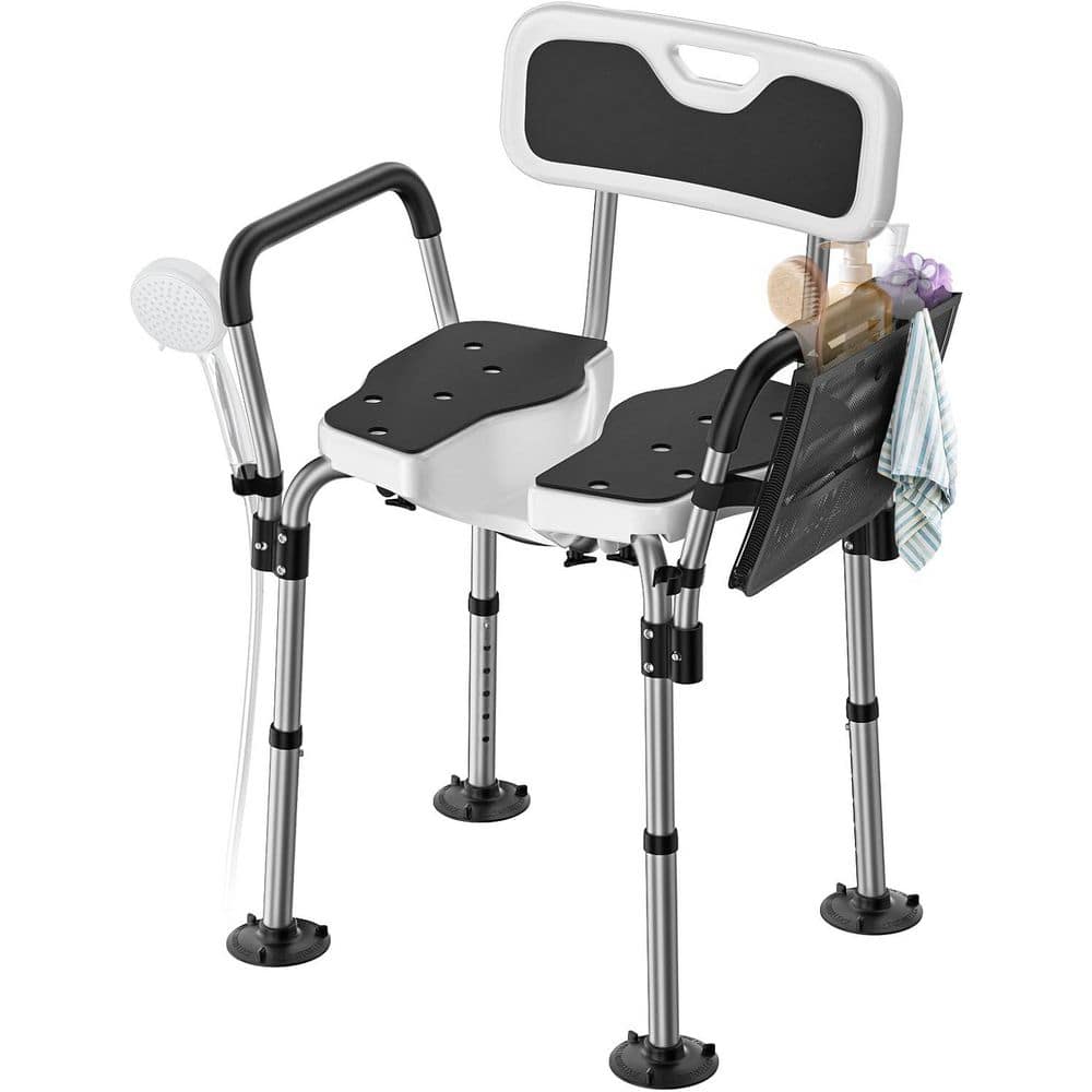 21.6 in. W Freestanding U-Shaped Seat, Padded Arms & Back, Adjustable Height Bath Chair in Black price history on PriceWatchPro