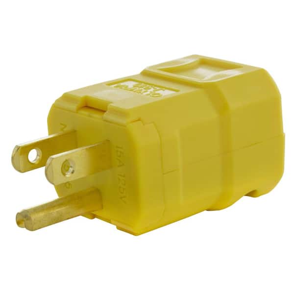 NEMA 5-15P 15A 125V Clamp Style Square Household Plug in Yellow with UL, C-UL Approval