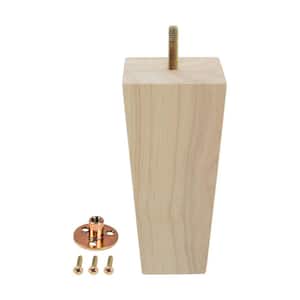 6 in. x 2-3/4 in. Mid-Century Unfinished Hardwood Square Taper Leg