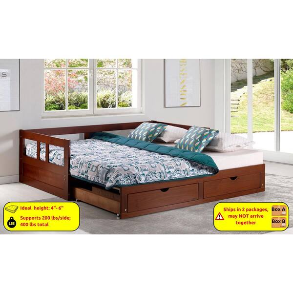 Alaterre Furniture Melody Chestnut Twin to King Bed with Under Bed Storage AJME1070