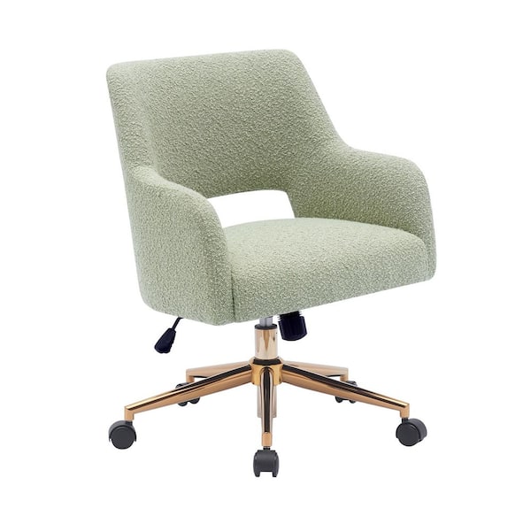WESTINFURNITURE Stain Resistant Boucle Fabric Upholstered Adjustable Height Office Vanity Swivel Task Chair with Wheels in Desert Sage