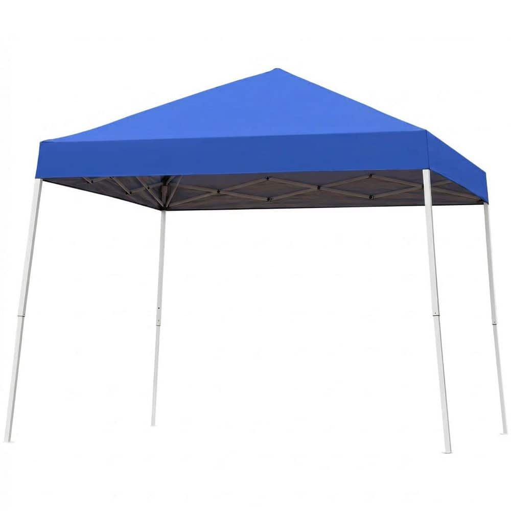 10 x 10 ft. Pop Up Canopy Tent, Slant Leg Outdoor Gazebo w/Carry Bag, 8 x 8 ft. Canopy Cover for Patio Beach Tent, Blue