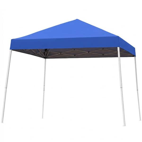 10 x  10 ft. Pop Up Canopy Tent, Slant Leg Outdoor Gazebo w/Carry Bag, 8 x 8 ft. Canopy Cover for Patio Beach Tent, Blue