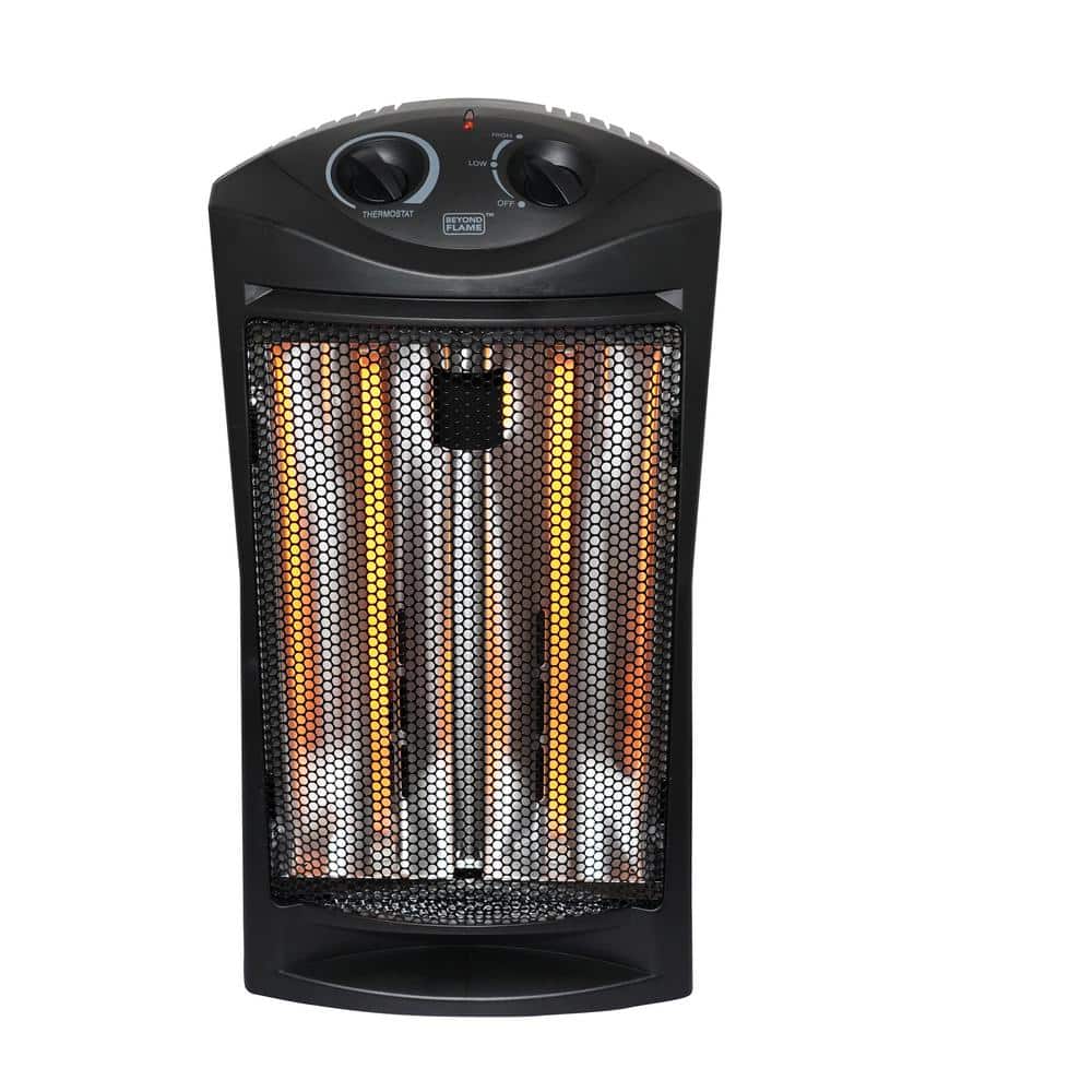 1500-Watt Black Electric Tower Quartz Infrared Space Heater with Thermostat