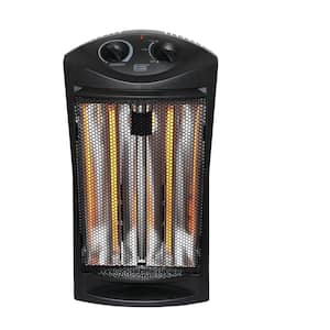 1500-Watt Black Electric Tower Quartz Infrared Space Heater with Thermostat