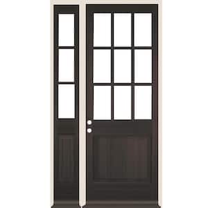 50 in. x 96 in. Right Hand 9-Lite with Beveled Glass Black Stain Douglas Fir Prehung Front Door Left Sidelite