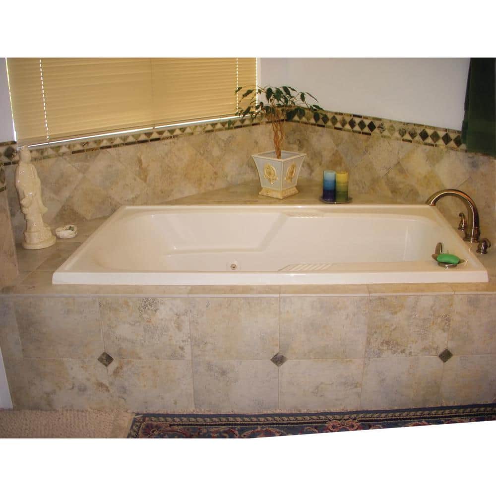 Isabella 60'' White Acrylic Drop-In Bathtub with Jets