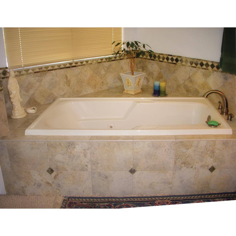 Isabella 72 Inch White Acrylic Drop-in Bathtub with Jets