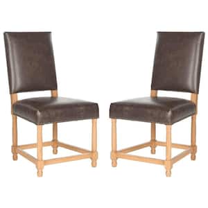 Faxon Antique Brown Bicast Leather Side Chair (Set of 2)