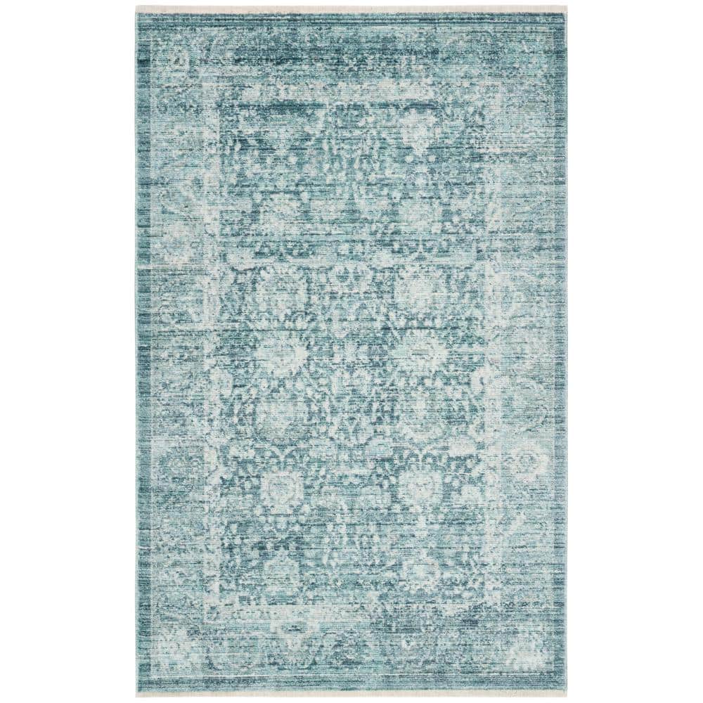 Illusion Blue/Ivory Doormat 3 ft. x 5 ft. Border Area Rug price history on PriceWatchPro