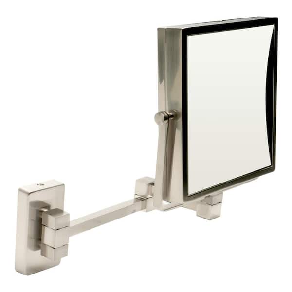 8 in. x 8 in. Wall Makeup Mirror in Brushed Nickel
