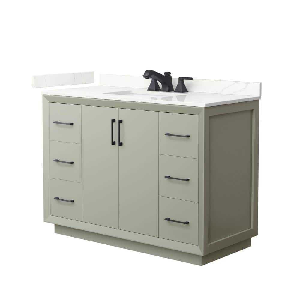 Strada 48 in. W x 22 in. D x 35 in. H Single Bath Vanity in Light Green with Giotto Quartz Top price history on PriceWatchPro