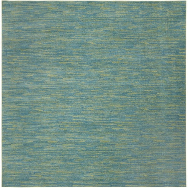 Blue, Green 9 ft. x 9 ft. Woven Polypropylene Indoor/Outdoor Area Rug