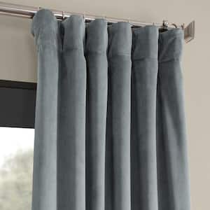 Natural Grey Velvet Rod Pocket Blackout Curtain - 50 in. W x 84 in. L (1 Panel)